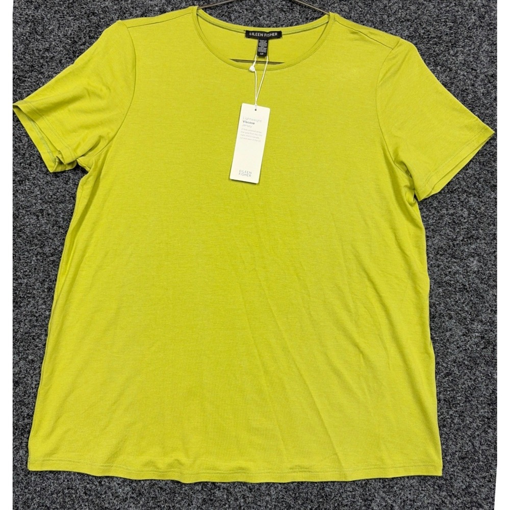 Eileen Fisher Tee Womens S Green Viscose Jersey Round Neck Top SOVFF-T4092M NWT